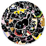 50pcs Cartoon Bow Black Cat Themed Stickers