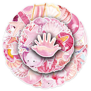 50pcs Pink marine life themed stickers