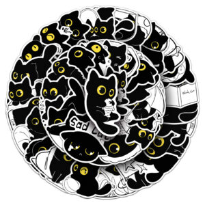 50pcs Cartoon Cute Black Cat Stickers